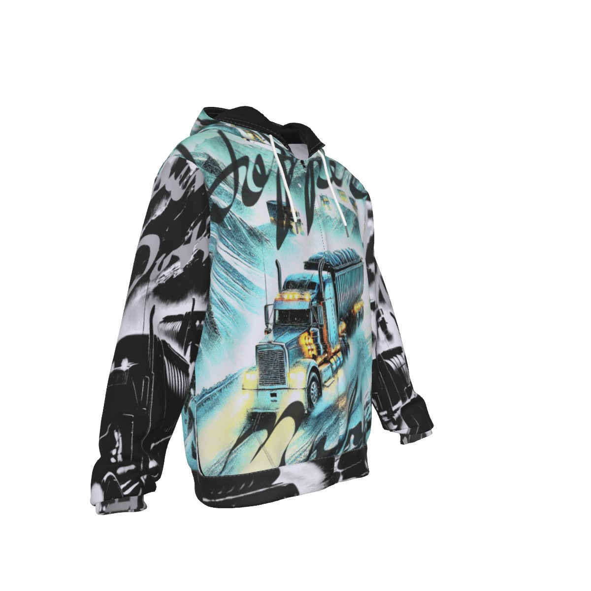 All-Over Print Zip Up Hoodie With Pocket