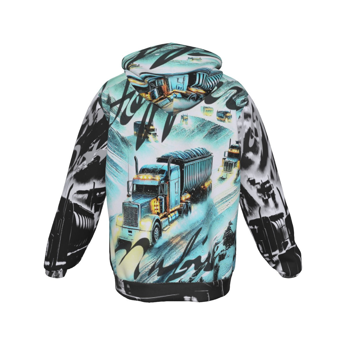 All-Over Print Zip Up Hoodie With Pocket