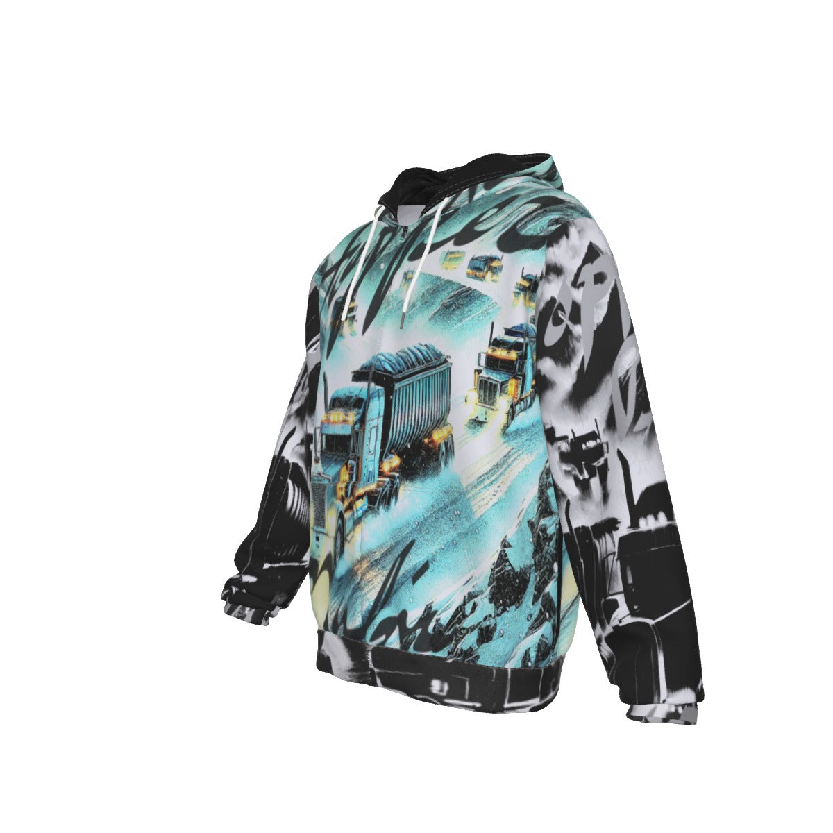 All-Over Print Zip Up Hoodie With Pocket